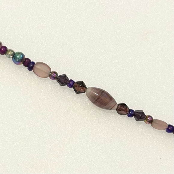 Vintage Purple Glass Bead Braceley Magnetic Clasp 7.25” - Picture 3 of 6
